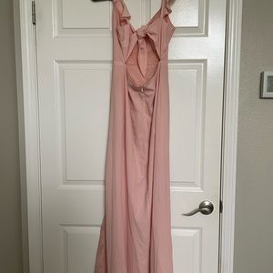 ShowPo Long Pink Tie Back Slit Dress